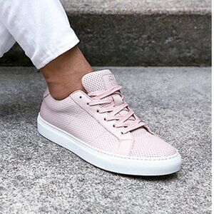 Greats Brooklyn pink & white leather sneakers, italian leather, pink laces
